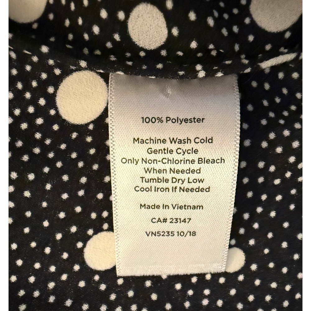 Talbots Womens 2X Black Polka Dot 3/4 Tie Sleeve Keyhole Neck Blouse Classic - Picture 12 of 12